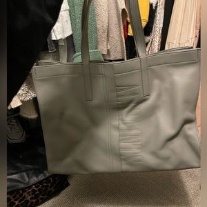 All Saints Gray Leather Tote